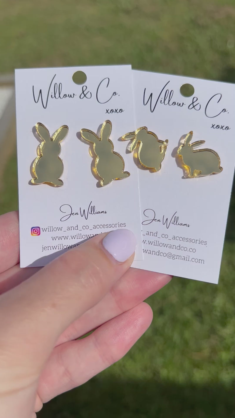 Gold Easter Bunny 2.5cm Stud (Standing)