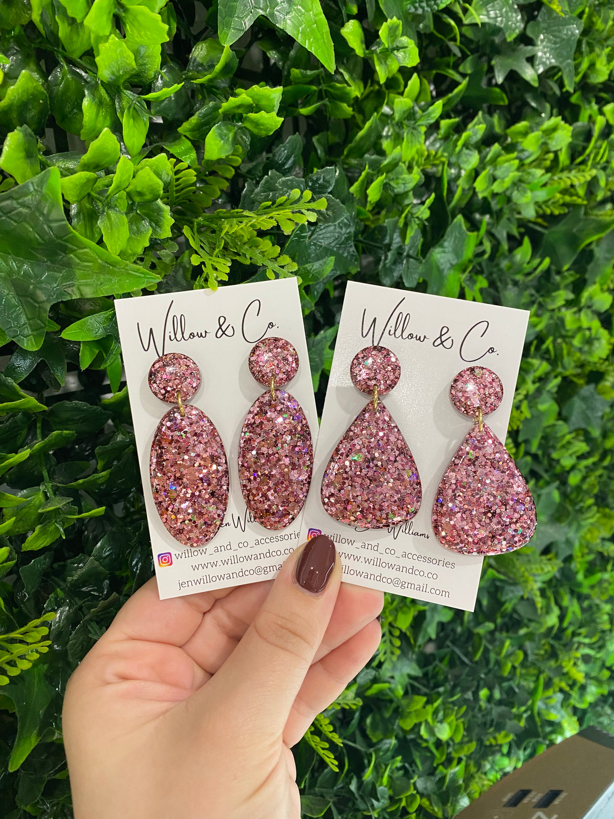 Large Oval Dangle Plum Blush