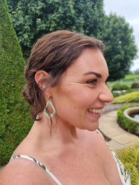 Large Dangle Sage Huggie Hoop
