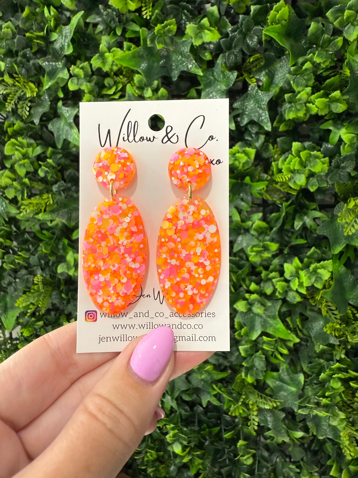 Large Oval Dangle Mimosa Bloom