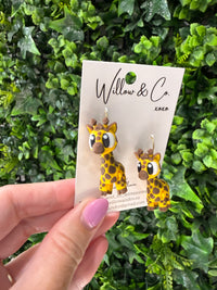 3D Giraffe Dangle Earrings