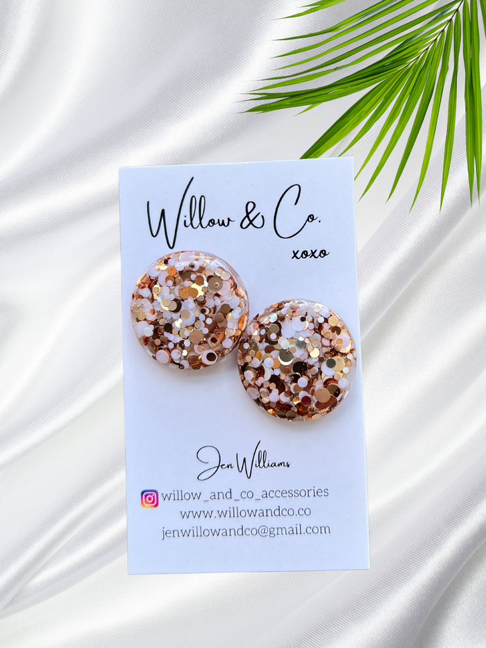 2cm Studs Luxe Snow Leopard