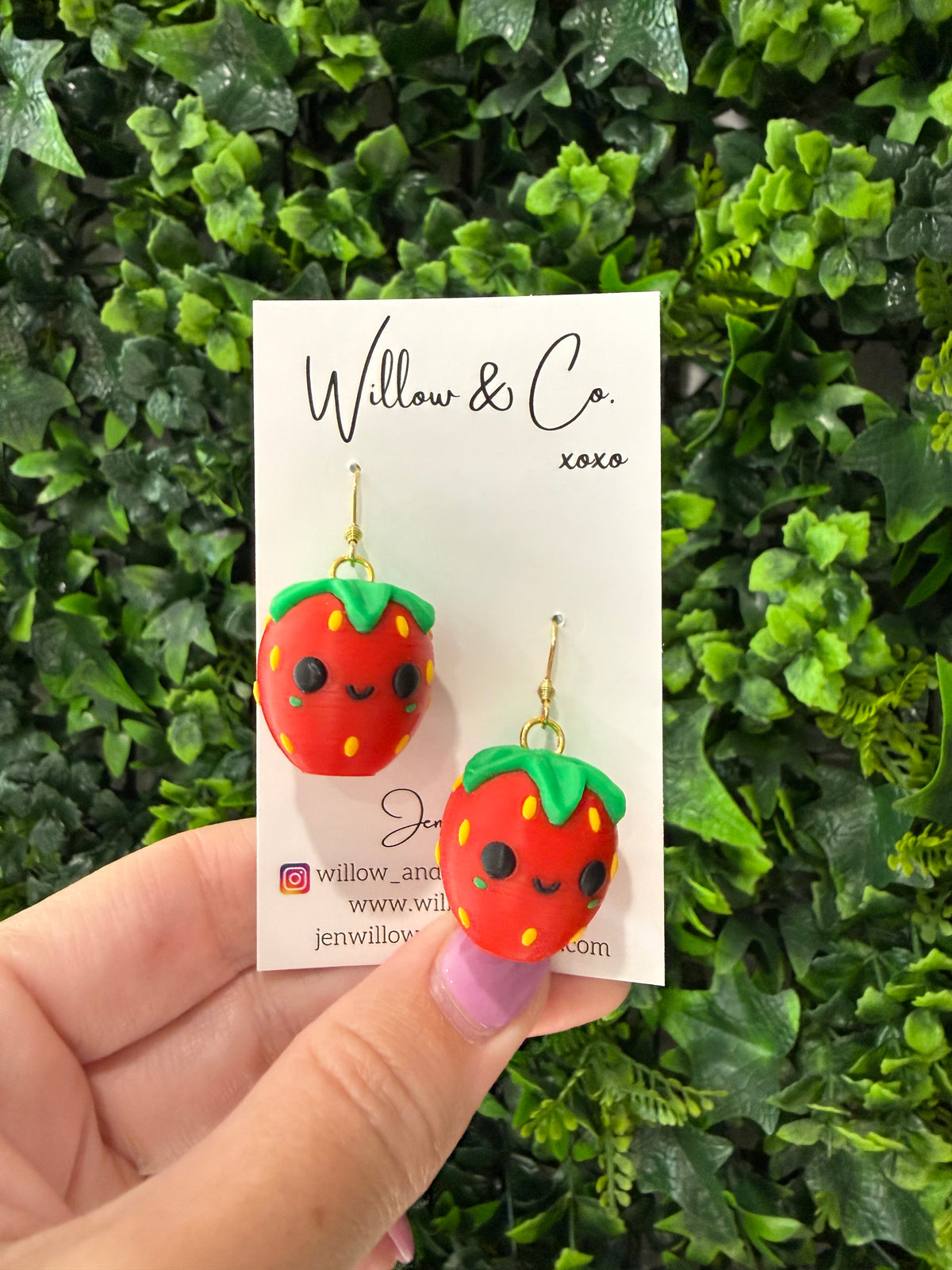 3D Strawberry Dangle Earring