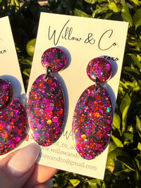 Large Oval Dangle Wild Berry Blaze