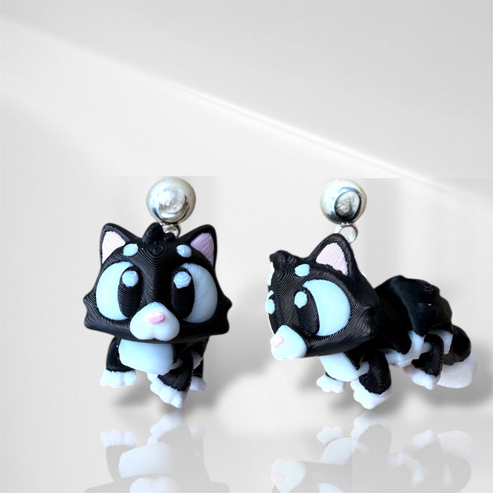 3D Cat Dangle Earrings