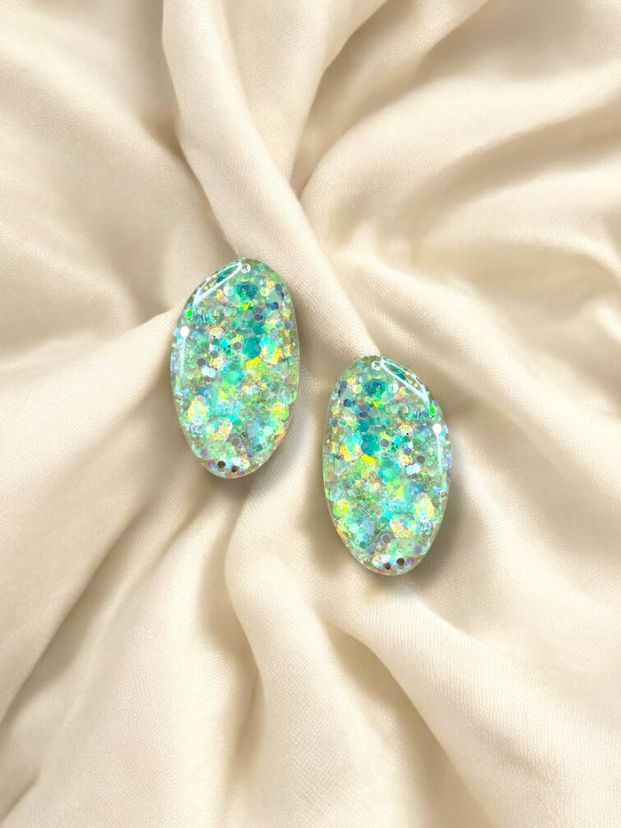 Organic Oval Stud Lime Glow