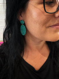 LARGE Oval Dangle Turquoise Tide