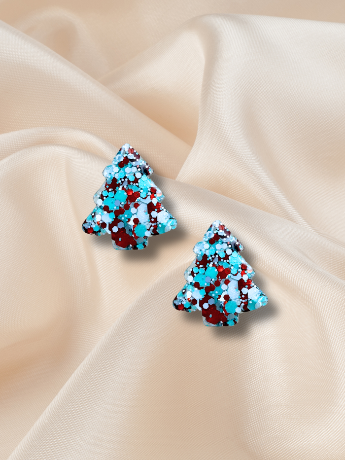 2cm Christmas Tree Stud Peppermint Pop