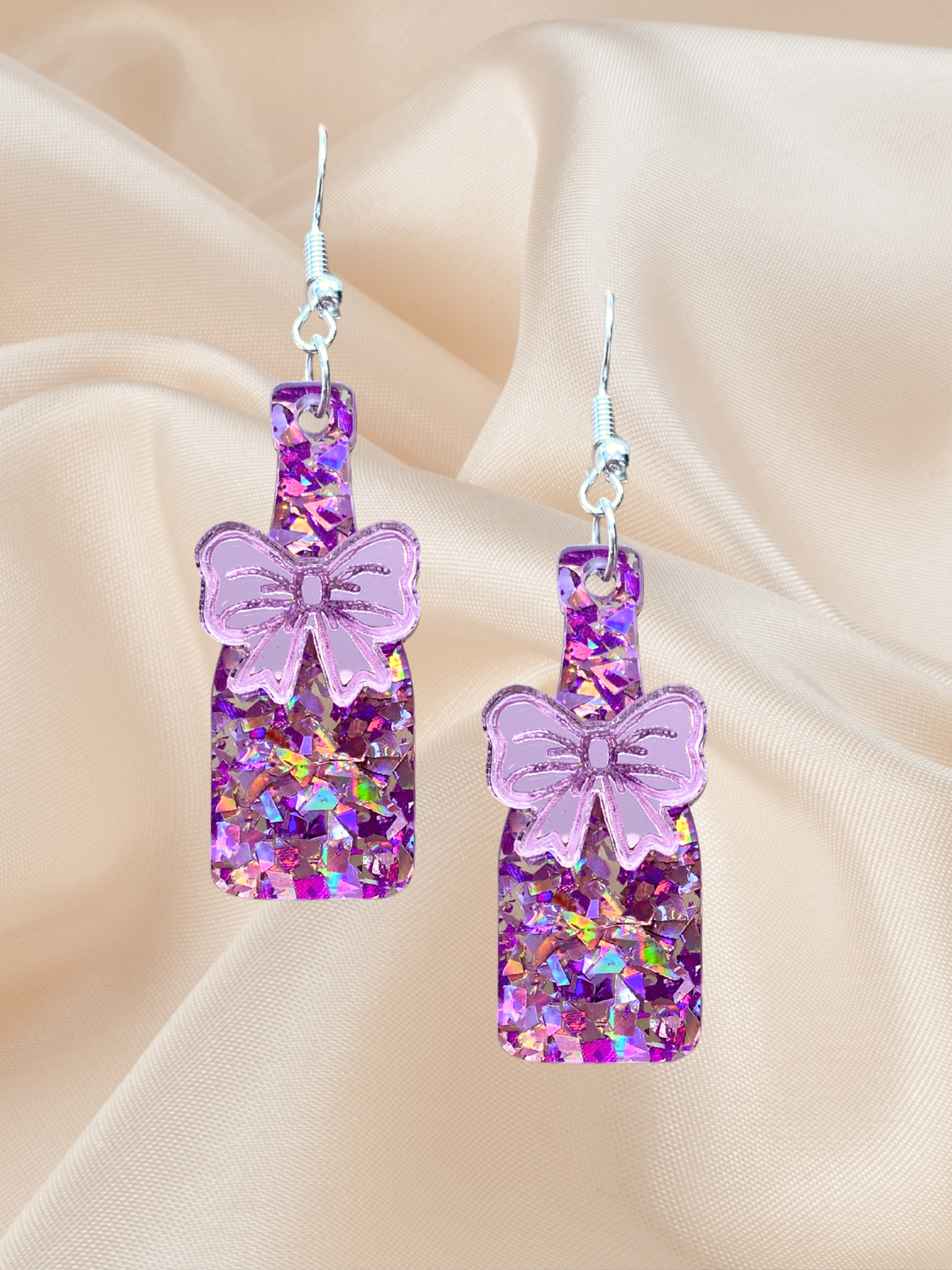 Champagne Bottle Dangle Silver