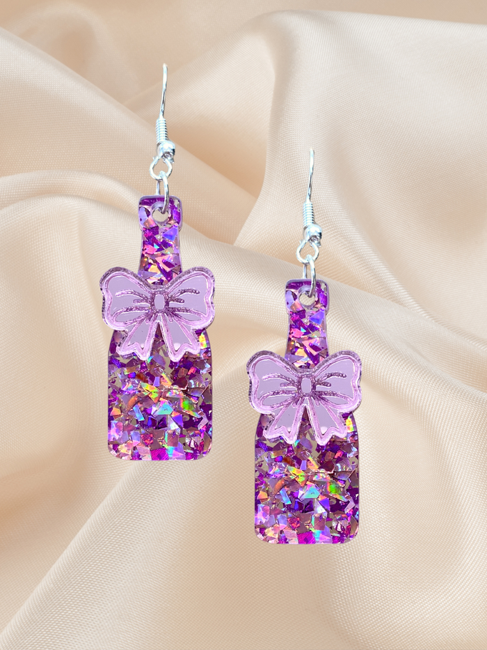Champagne Bottle Dangle Silver