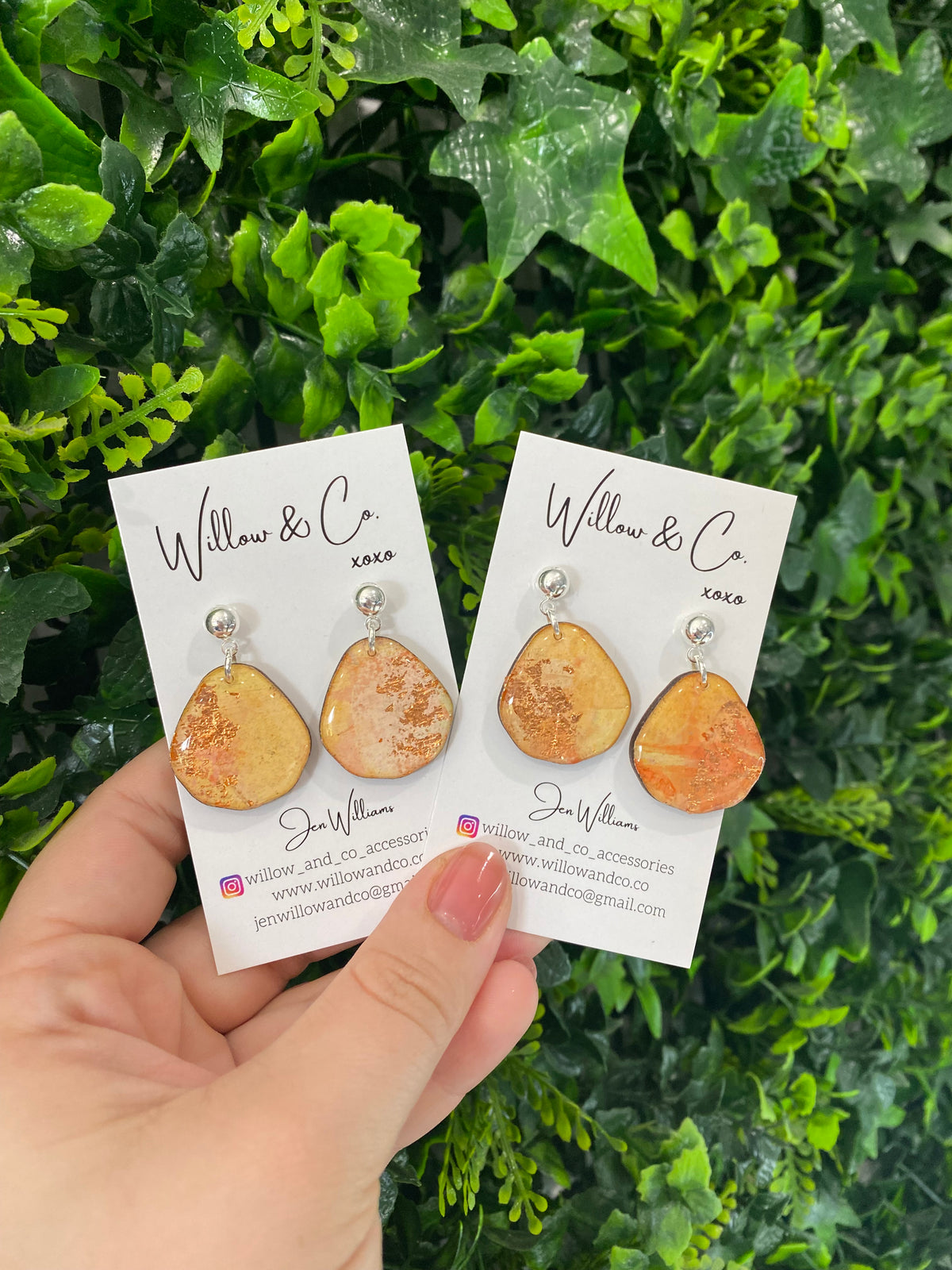 Mini Gem Painted Dangles Rose Gold Bloom
