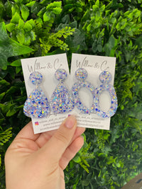 Large Organic Hoop Dangle Blueberry Blizzard