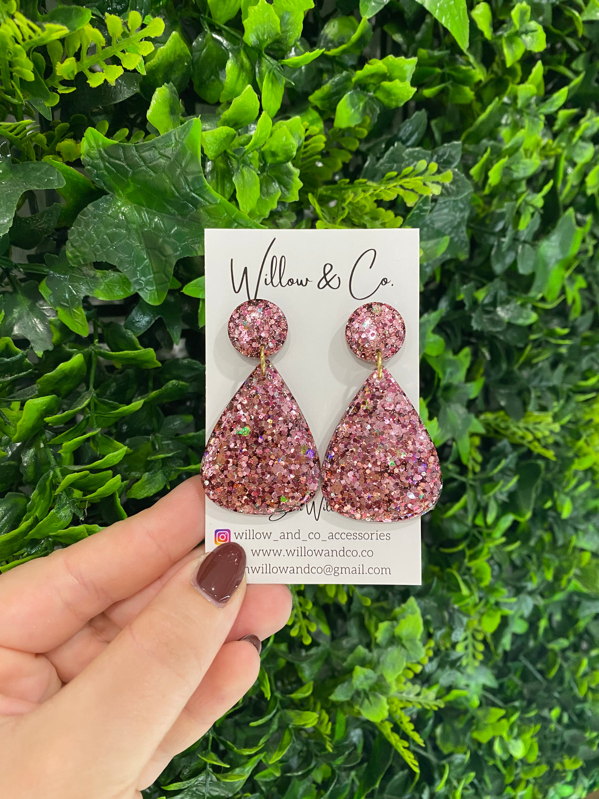 MIDI teardrop dangle Plum Blush