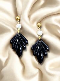 Midnight Petal Large Clay Dangle