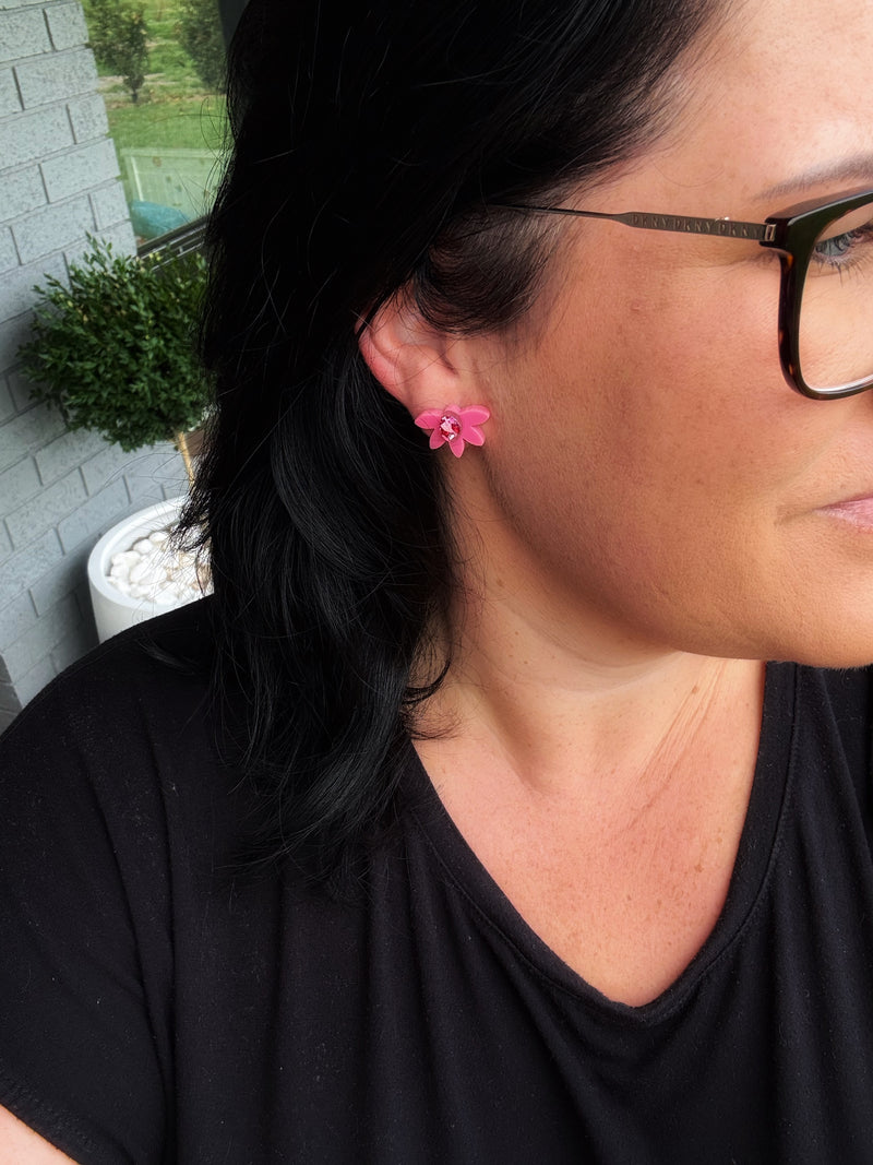 Half Flower Studs Purple