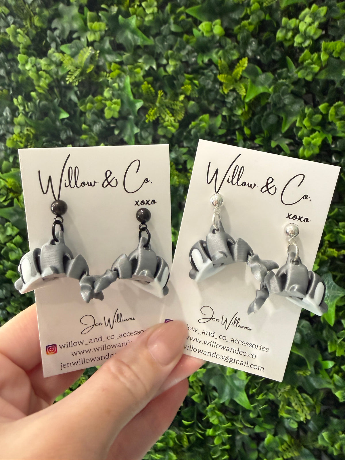 3D Dolphin Dangle Earrings