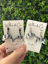 3D Dolphin Dangle Earrings