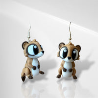 3D Meerkat Dangle Earrings