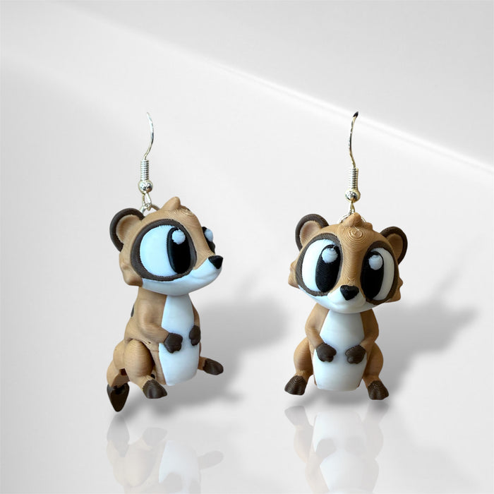 3D Meerkat Dangle Earrings