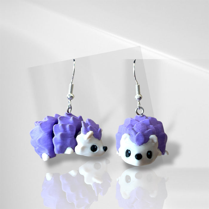 3D Hedgehog Dangle Earrings