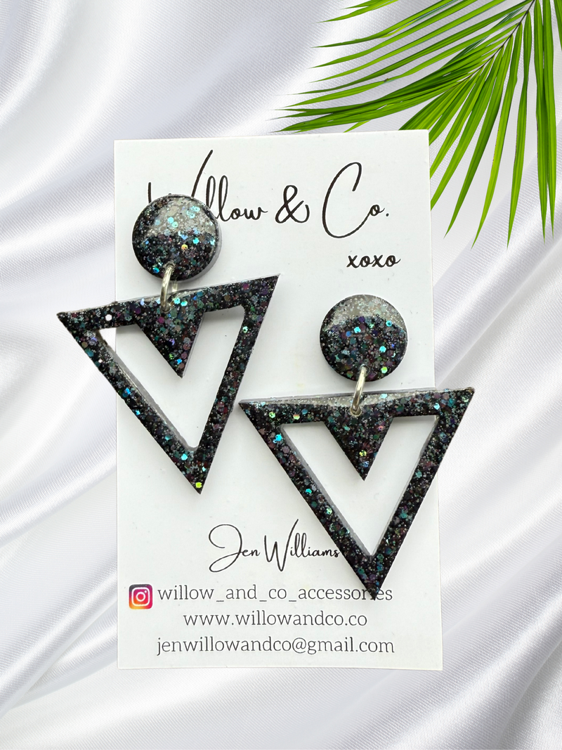 Statement Triad Dangles Black Ice