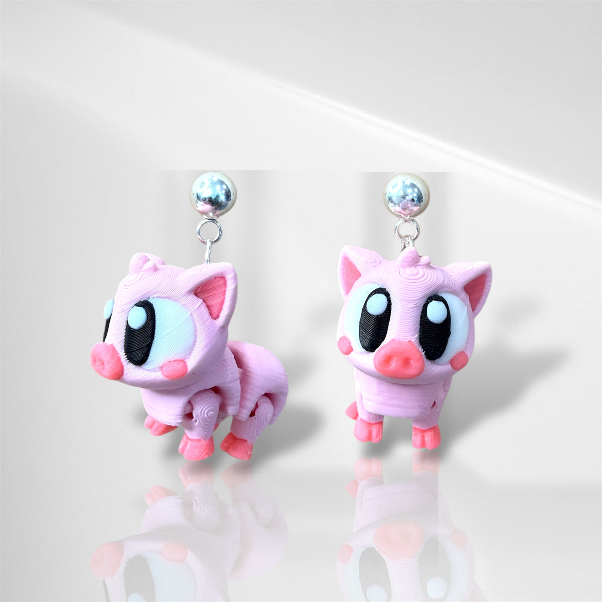3D Piglet Dangle Earrings
