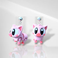 3D Piglet Dangle Earrings