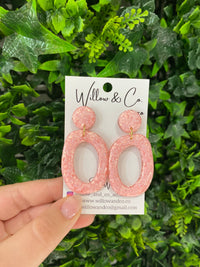 Large Organic Hoop Dangle Peach Sorbet