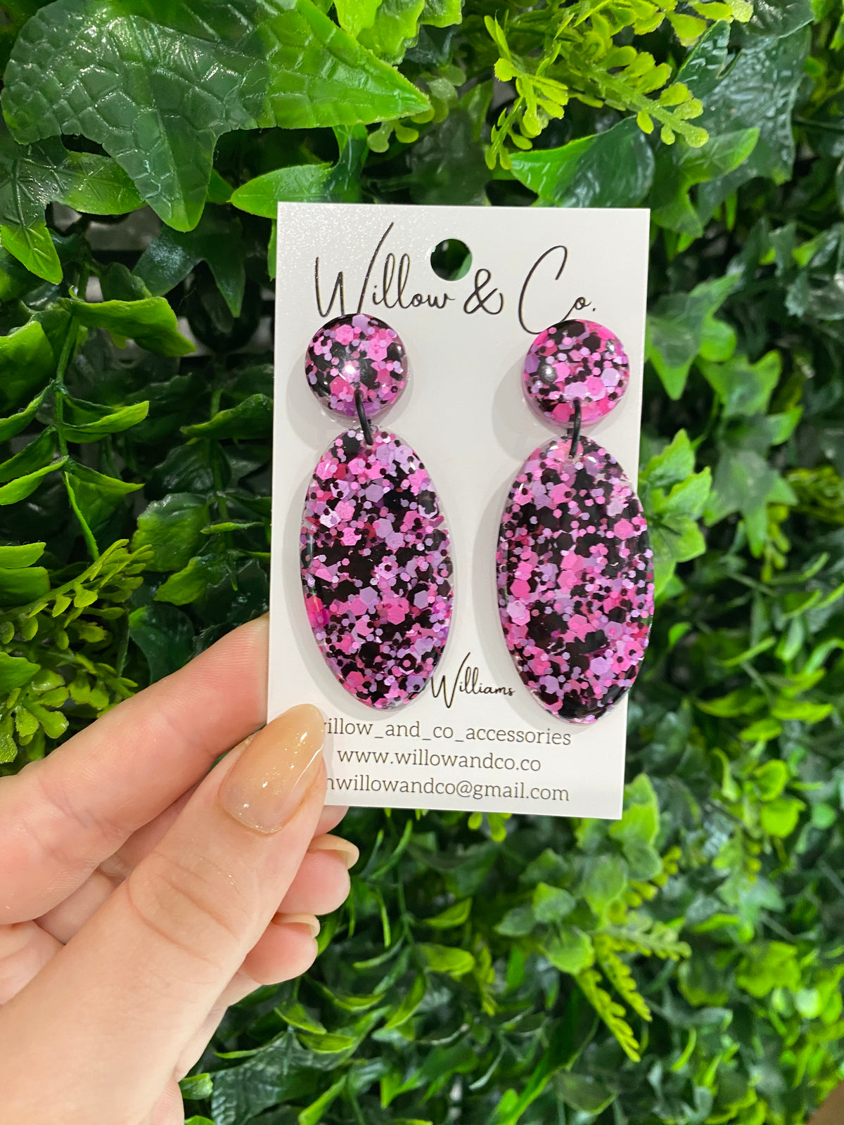 Large Oval Dangle Black Cherry