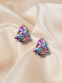 2cm Christmas Tree Studs Merry Bright
