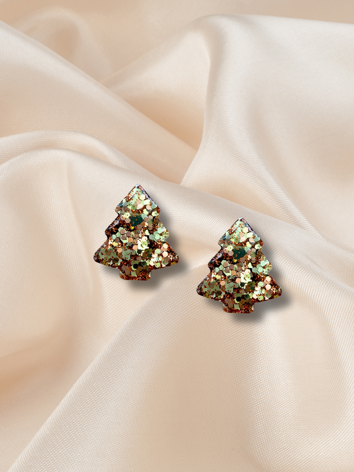 2cm Christmas Tree Studs Copperlight