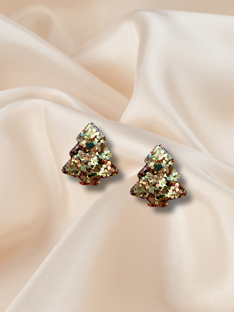 2cm Christmas Tree Studs Copperlight