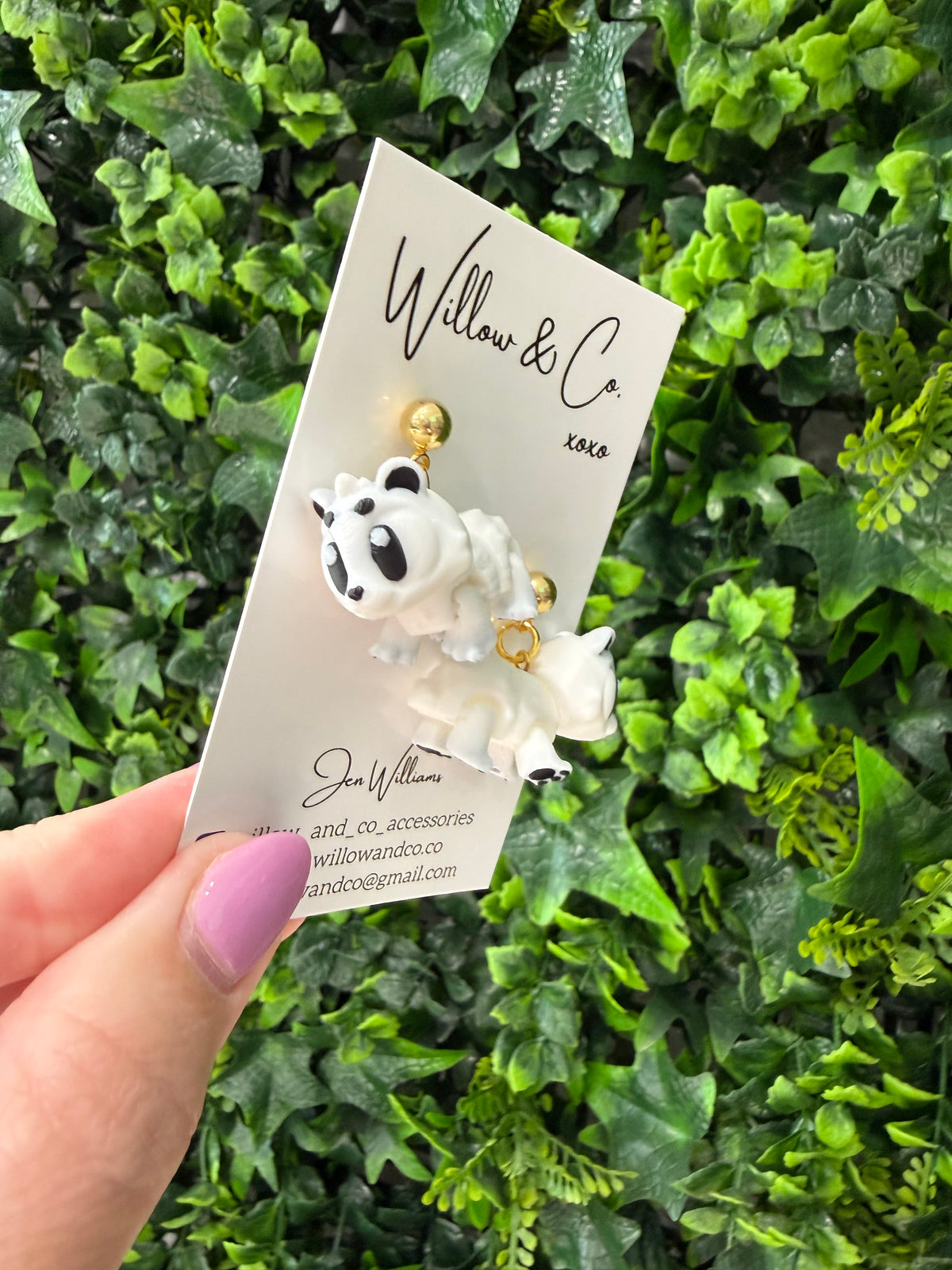 3D Polar Bear Dangle Earrings