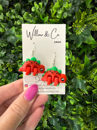3D Watermelon Stegosaurus Dangle Earrings