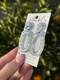 Large Organic Hoop Dangle Blueberry Blizzard