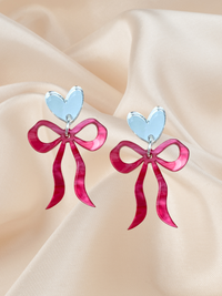 Acrylic Valentine Bow Dangle Pink