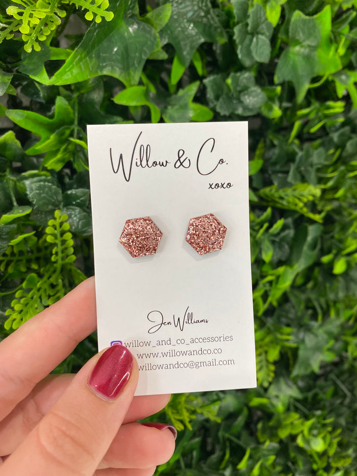 1.5 Hex Stud Rose Gold