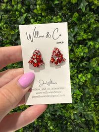 2cm Christmas Tree Stud Chilled Cherry