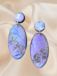 Hand painted Large Oval Dangle Arctic Iris
