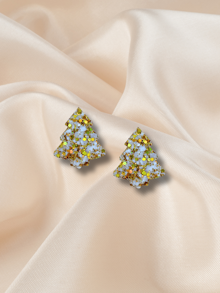 2cm Christmas Tree Stud Golden Meringue