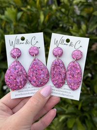 Large Oval Dangle Prismatic Plum