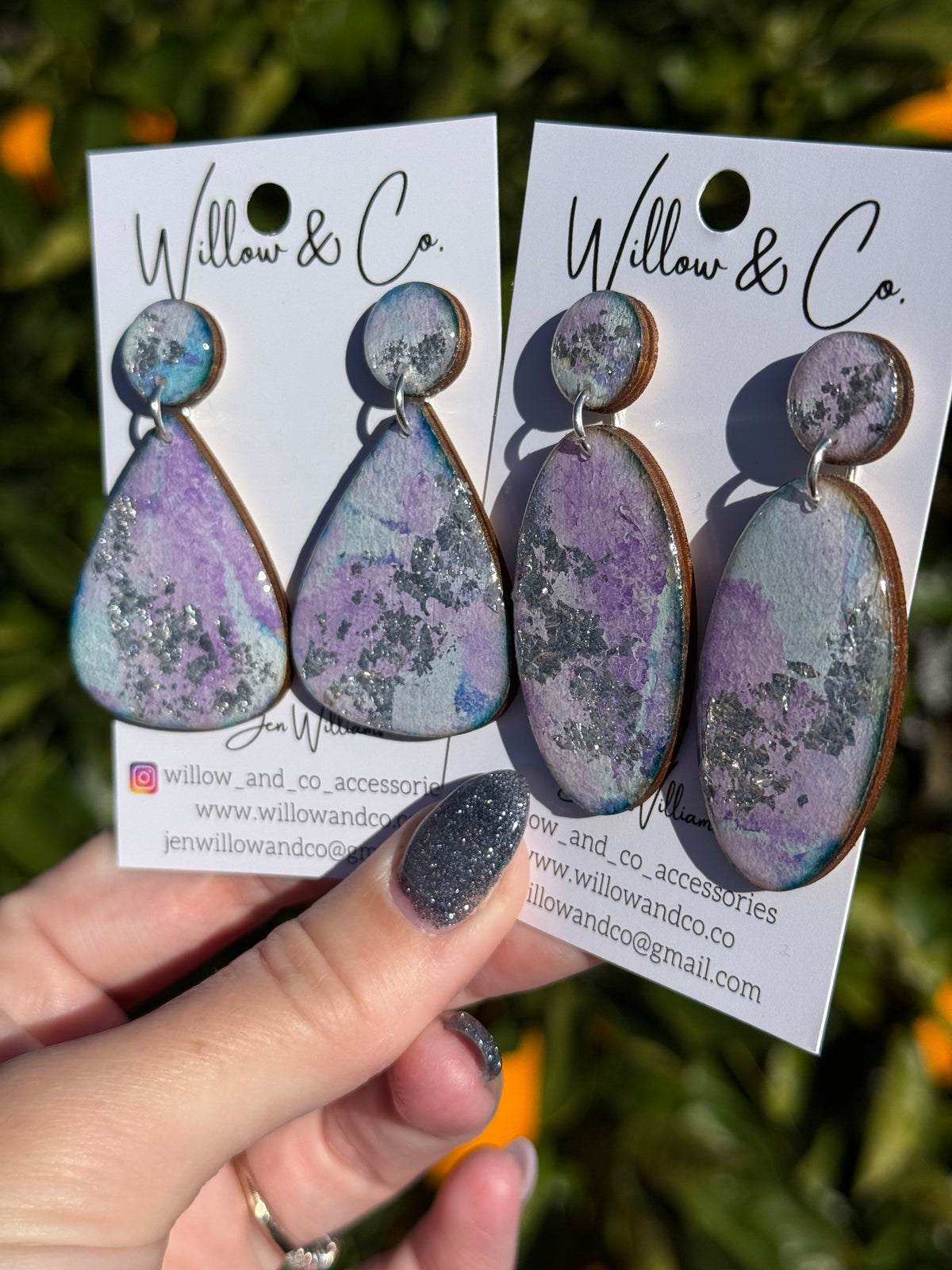 Hand painted Arch Dangle Arctic Iris
