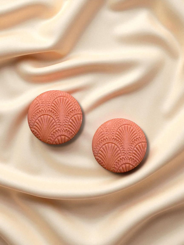 2cm Clay Stud Textured Fan Peachy