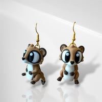 3D Meerkat Dangle Earrings