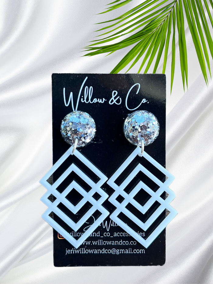Gatsby Inspired White & Slate Sparkle MIDI Dangle