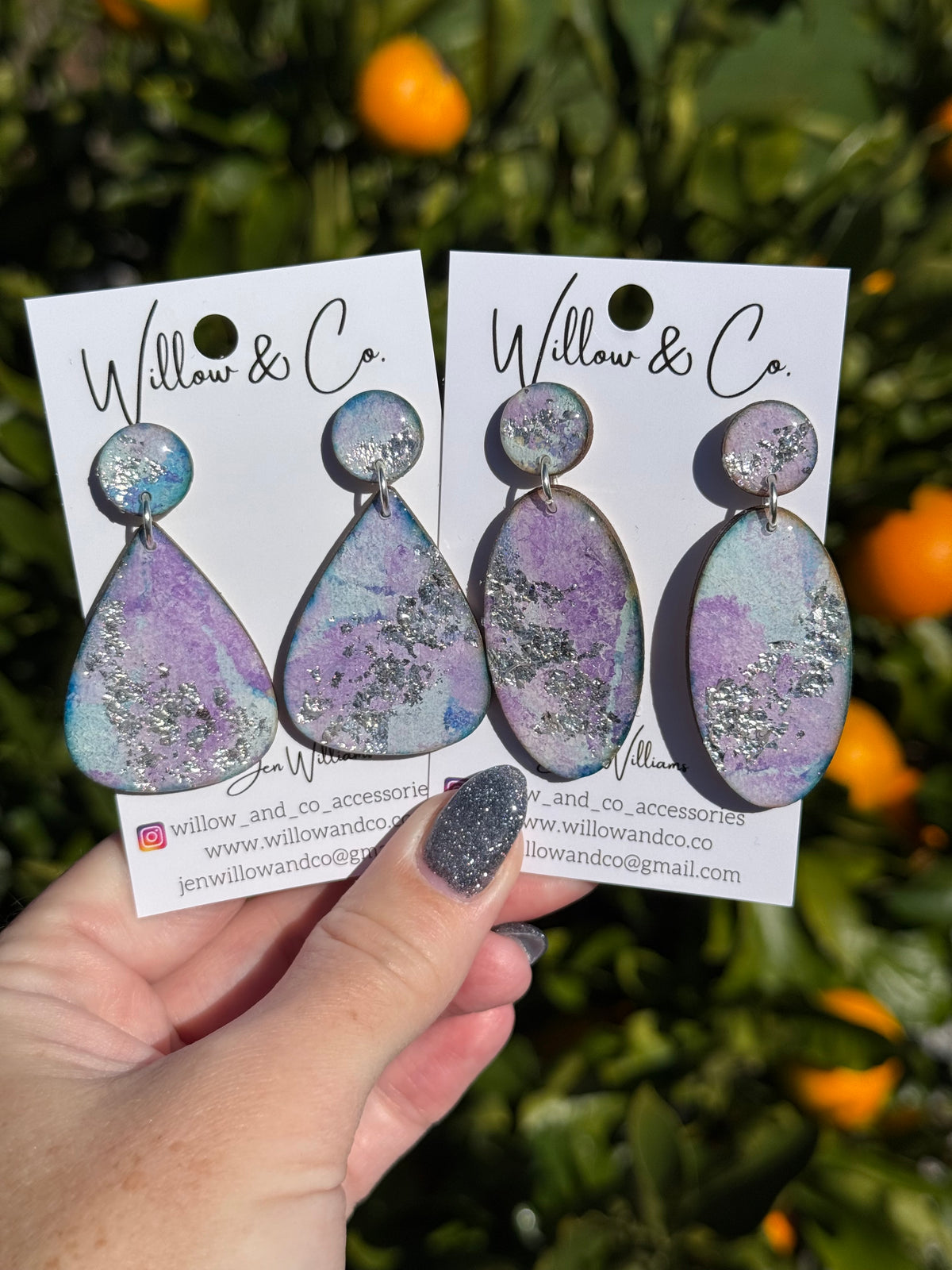 Hand painted Arch Dangle Arctic Iris