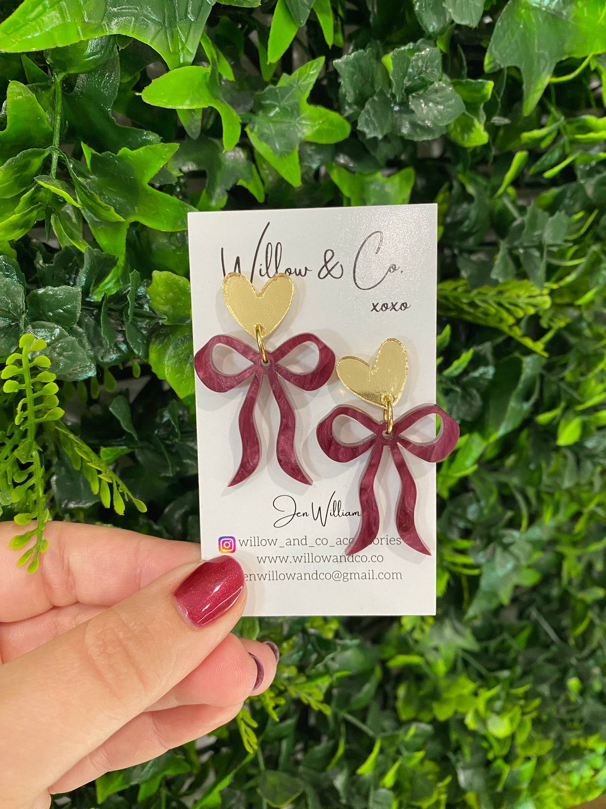 Acrylic Valentine Bow Dangle