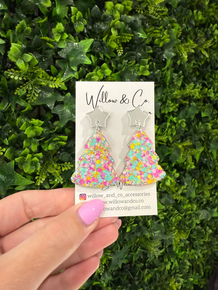 Large Christmas Tree Dangle Merry Pastel