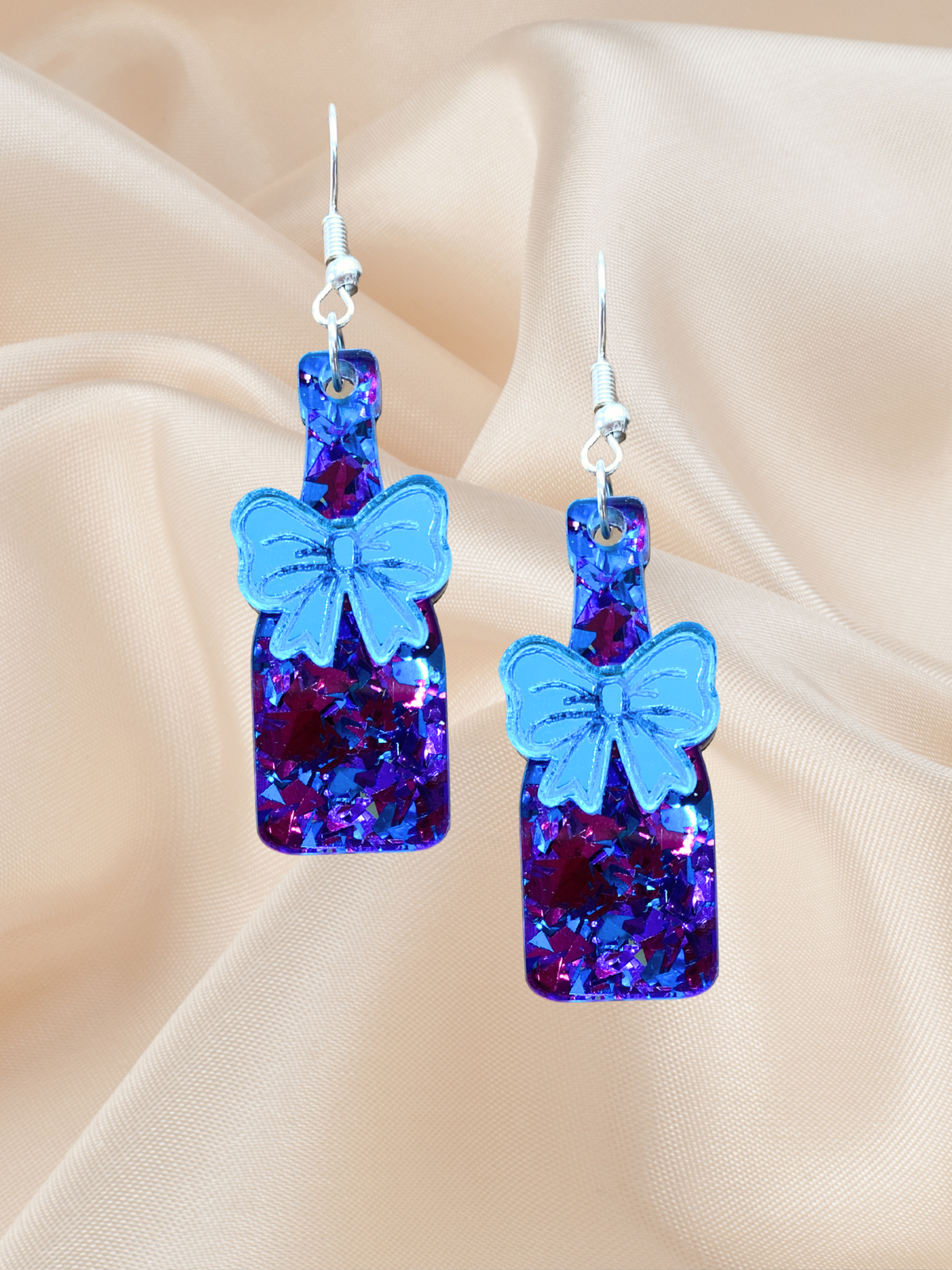 Champagne Bottle Dangle Silver
