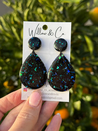 Large Dangle Black Opal
